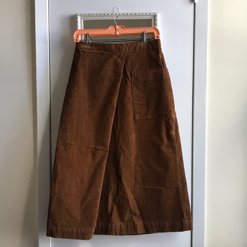Muji long corduroy skirt with pocket and pleat